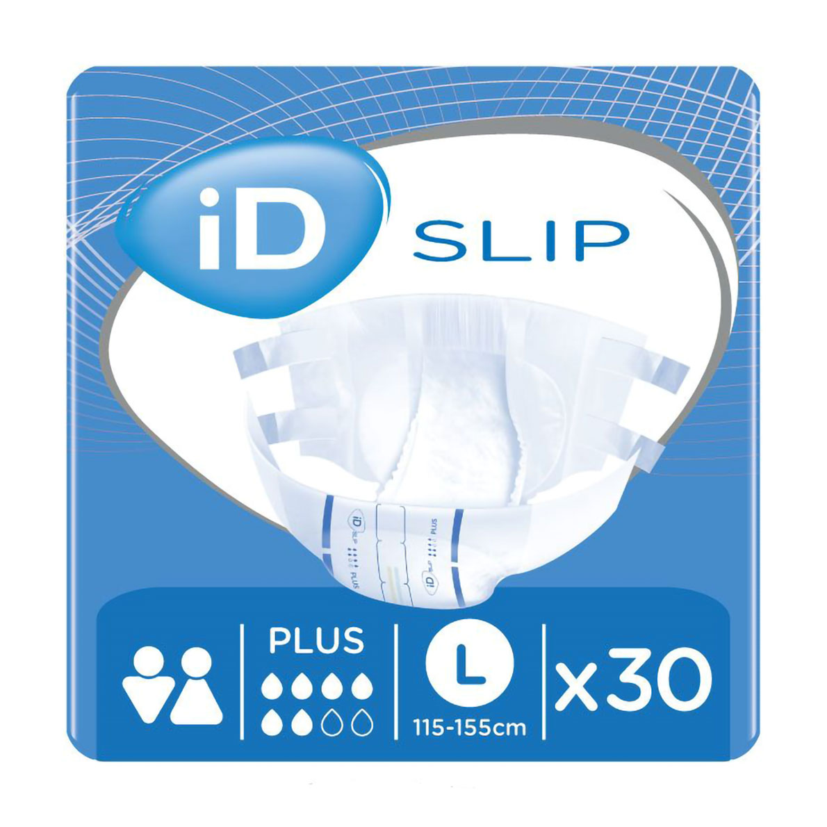 Підгузки для дорослих ID Slip Plus, розмір L (115-155 см), 30 шт